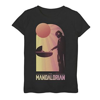 Girls 7-16 Star Wars The Mandalorian The Child aka Baby Yoda Sunset Meeting Graphic Tee