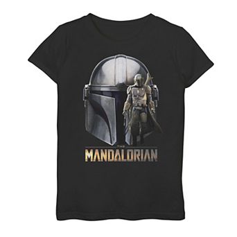 Girls 7-16 Star Wars The Mandalorian Helmet Portrait Mashup Graphic Tee