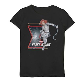 Girls 7-16 Marvel Black Widow Action Shot Logo Graphic Tee