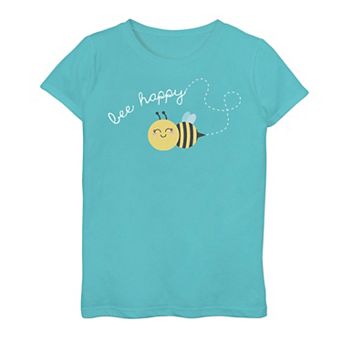 Girls 7-16 Bee Happy Buzzing Bee Cartoon Tee