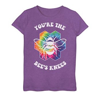 Girls 7-16 You're The Bees Knees Retro Geometric Tie-Dye Porait Tee