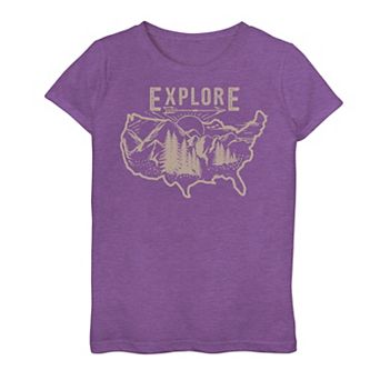 Girls 7-16 Explore Nature Nation Map Tee