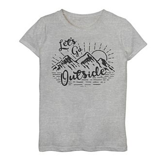 Girls 7-16 Lets Go Outside Sunny Mountains Tee