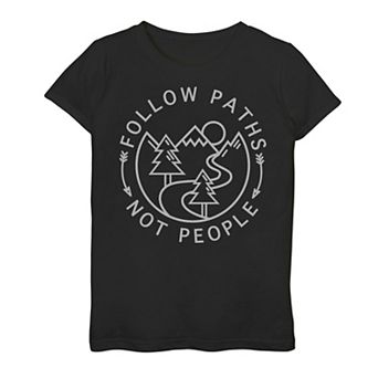 Girls 7-16 Follow Paths Not People Outdoors Circle Tee