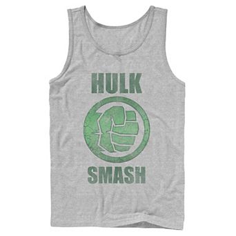 Men's Marvel Hulk Smash Fist Circle Logo Green Stone Poster Tank Top