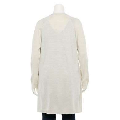 Plus Size Napa Valley Long Open Front Cardigan