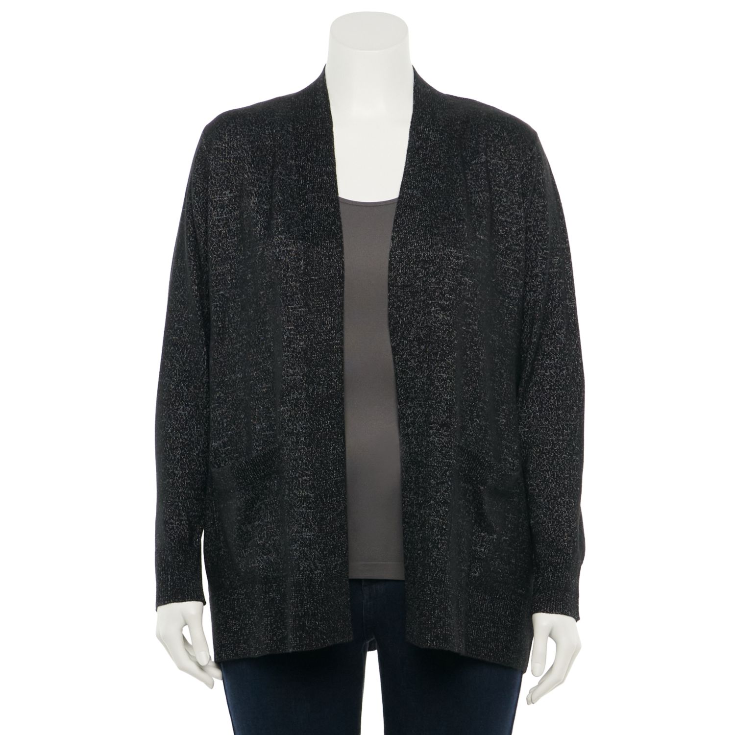 women's plus size black cardigan sweater