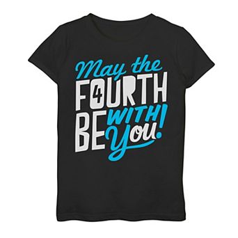 Girls 7-16 Star Wars May The 4th Be With You Colorful Word Stack Graphic Tee