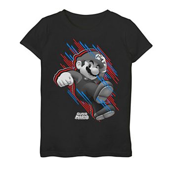 Girls 7-16 Super Mario Stars And Stripes Fast Mario Portrait Graphic Tee