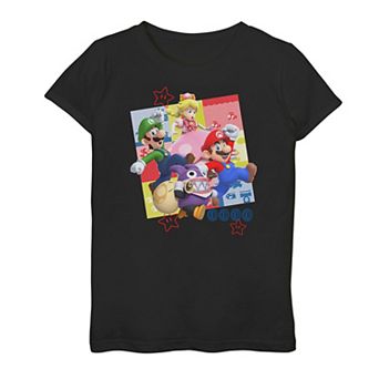 Girls 7-16 Nintendo Super Mario Character Panel Collage Graphic Tee