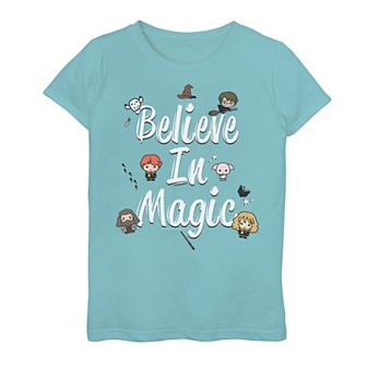 Girls 7-16 Harry Potter Believe In Magic Cute Cartoon Text Graphic Tee