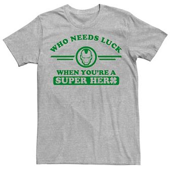 Men's Marvel Iron Man Who Needs Luck St. Patrick's Day Tee