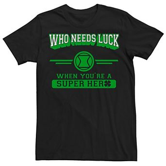 Men's Marvel Black Widow Who Needs Luck St. Patrick's Day Tee