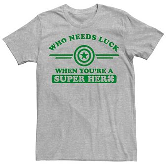 Men's Marvel Captain America Who Needs Luck St. Patrick's Day Tee