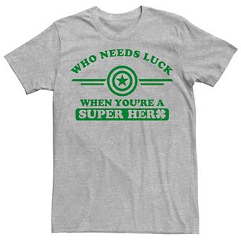 Men's Marvel Captain America Who Needs Luck St. Patrick's Day Tee