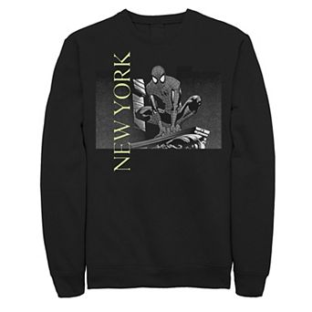 Men's Marvel Spider-Man New York Grey Scale Portrait Sweatshirt