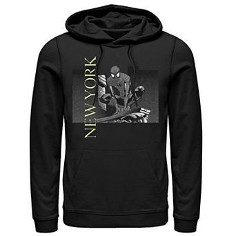 Men's Marvel Spider-Man New York Grey Scale Portrait Hoodie