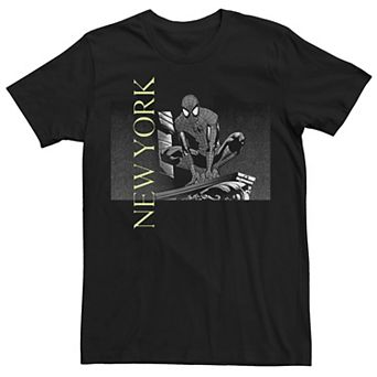Men's Marvel Spider-Man New York Grey Scale Portrait Tee