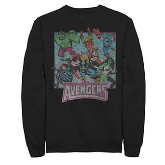 Men's Marvel Avengers Classic Group Action Shot Distressed Sweatshirt