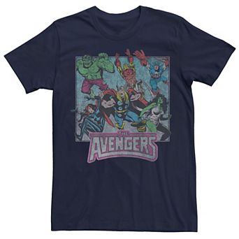Men's Marvel Avengers Classic Group Action Shot Distressed Tee