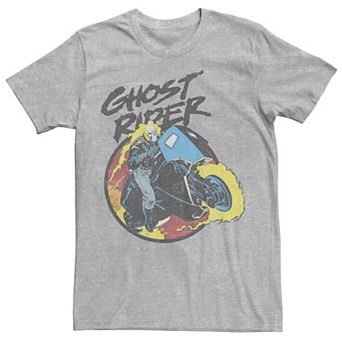 Men's Marvel Ghost Rider Circle Portrait Action Shot Tee
