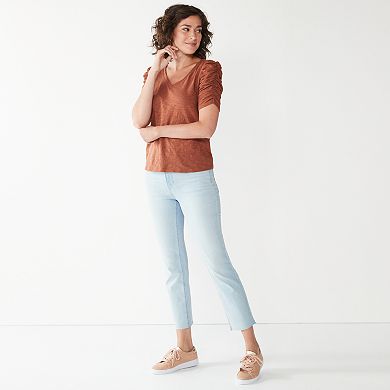 Women's Nine West V-Neck Puff-Sleeve Top