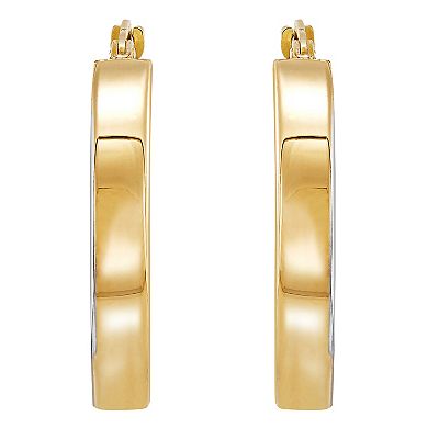 Everlasting Gold 14K Yellow Gold & Rhodium Hoop Earrings