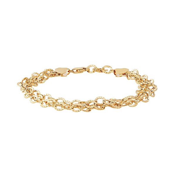 Everlasting Gold 10K Gold Multi Row Picasso Link Chain Bracelet