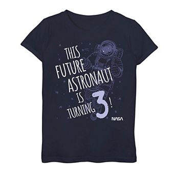 Girls 7-16 NASA This Future Astronaut Is Turning 3 Outline Sketch Graphic Tee