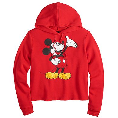 Juniors' Disney's Mickey Mouse Long Sleeve Pullover Hoodie