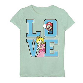 Girls 7-16 Super Mario Peach And Mario Love Graphic Tee