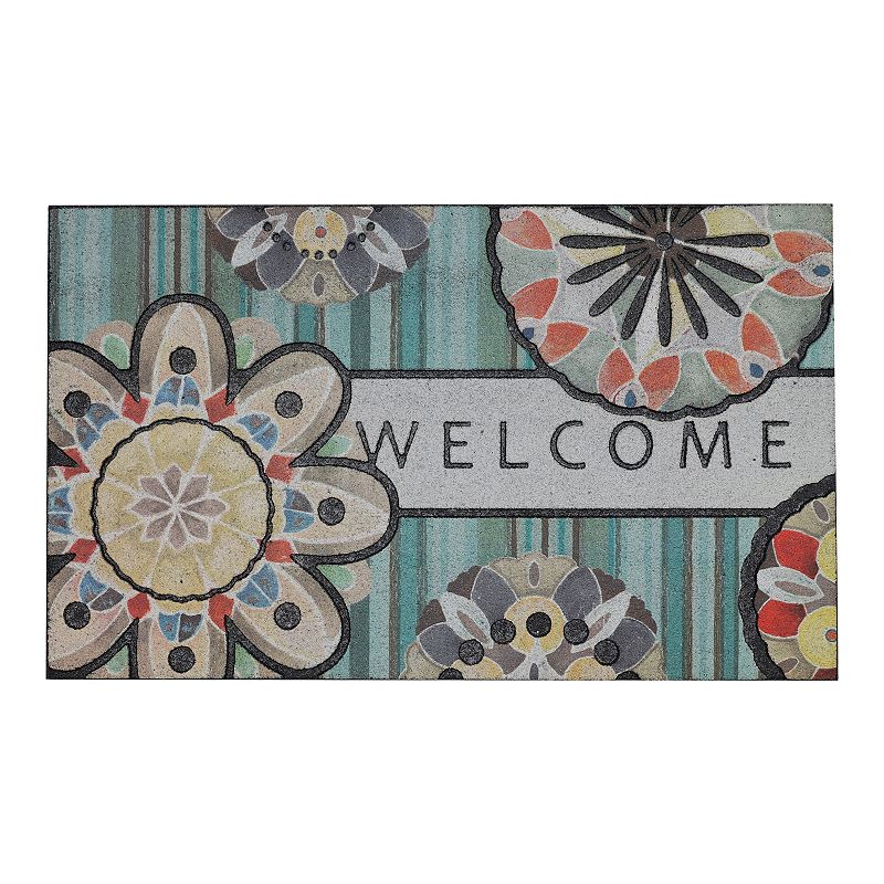 Mohawk Home Doorscapes Mat Playful Medallion Welcome Mat Scatter  1 6 x2 6   Blue