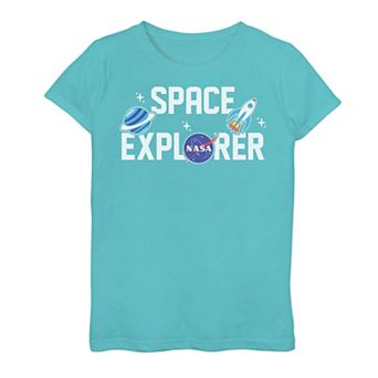 Girls 7-16 NASA Space Explorer Cute Sticker Emoji Graphic Tee