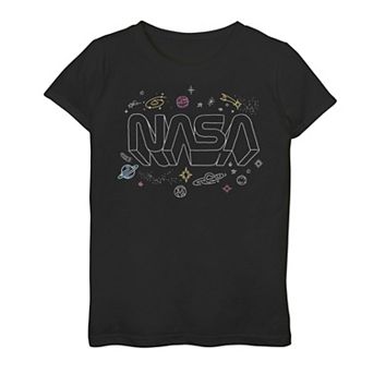 Girls 7-16 NASA Doodle Text Graphic Tee