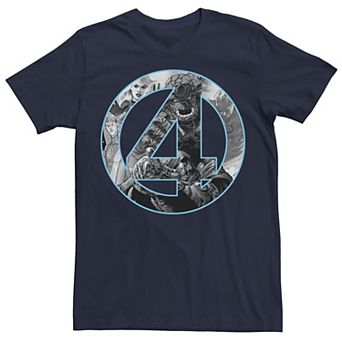 Men's Marvel Fantastic Four Comic Fill Center Chest Logo Tee