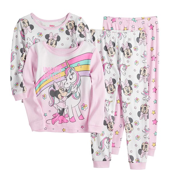 Disney's Minnie Mouse Toddler Girl 4 Piece Unicorn Dreams Pajama Set