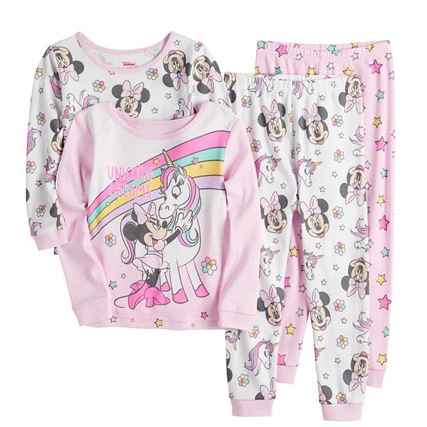 Disney s Minnie Mouse Toddler Girl 4 Piece Unicorn Dreams Pajama Set