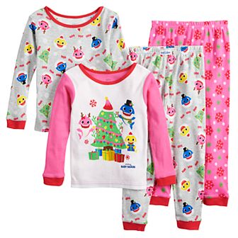 Toddler Girl Baby Shark Christmas Tops & Bottoms Pajama Set