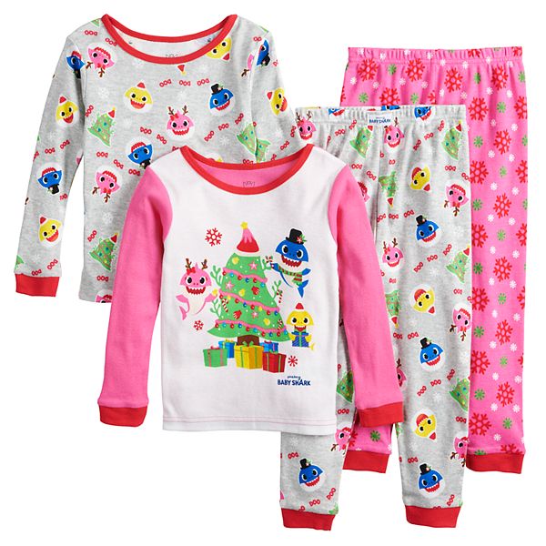 Toddler Girl Baby Shark Christmas Tops Bottoms Pajama Set