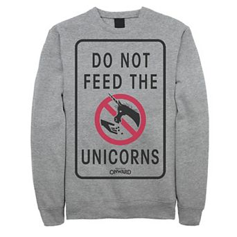 Men's Disney/Pixar Onward Do Not Feed The Unicorns Sign Sweatshirt