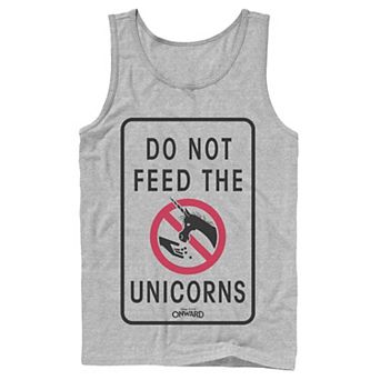 Men's Disney / Pixar Onward Do Not Feed The Unicorns Sign Tank Top