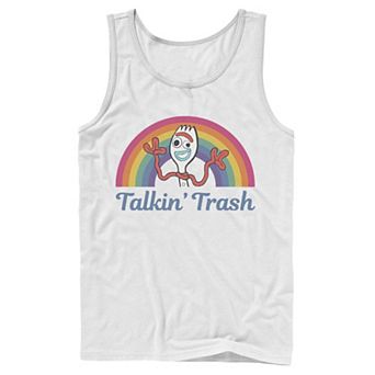 Men's Disney / Pixar Toy Story 4 Forky Talkin' Trash Rainbow Poster Tank Top