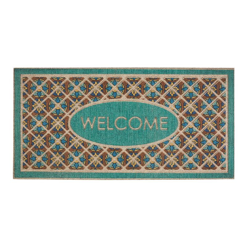 Mohawk Home Retro Tiles Welcome Oversize Doormat - 24 x 48, Blue, 