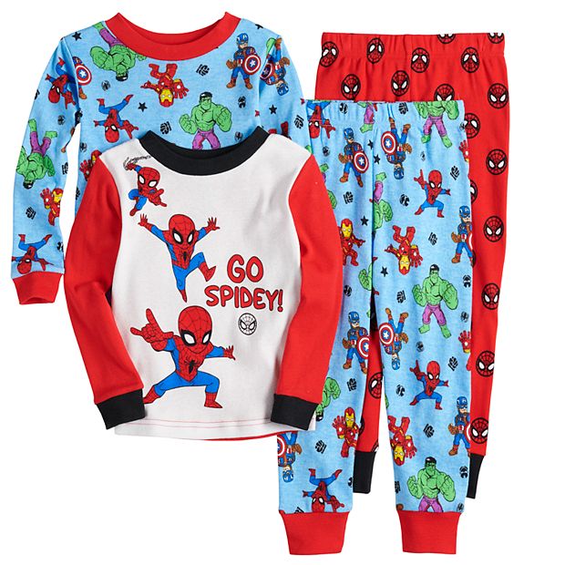 Marvel Spiderman Pajamas Set, 4 Piece Sleepwear for Toddlers and Little  Kids, Sizes 18M & 2T