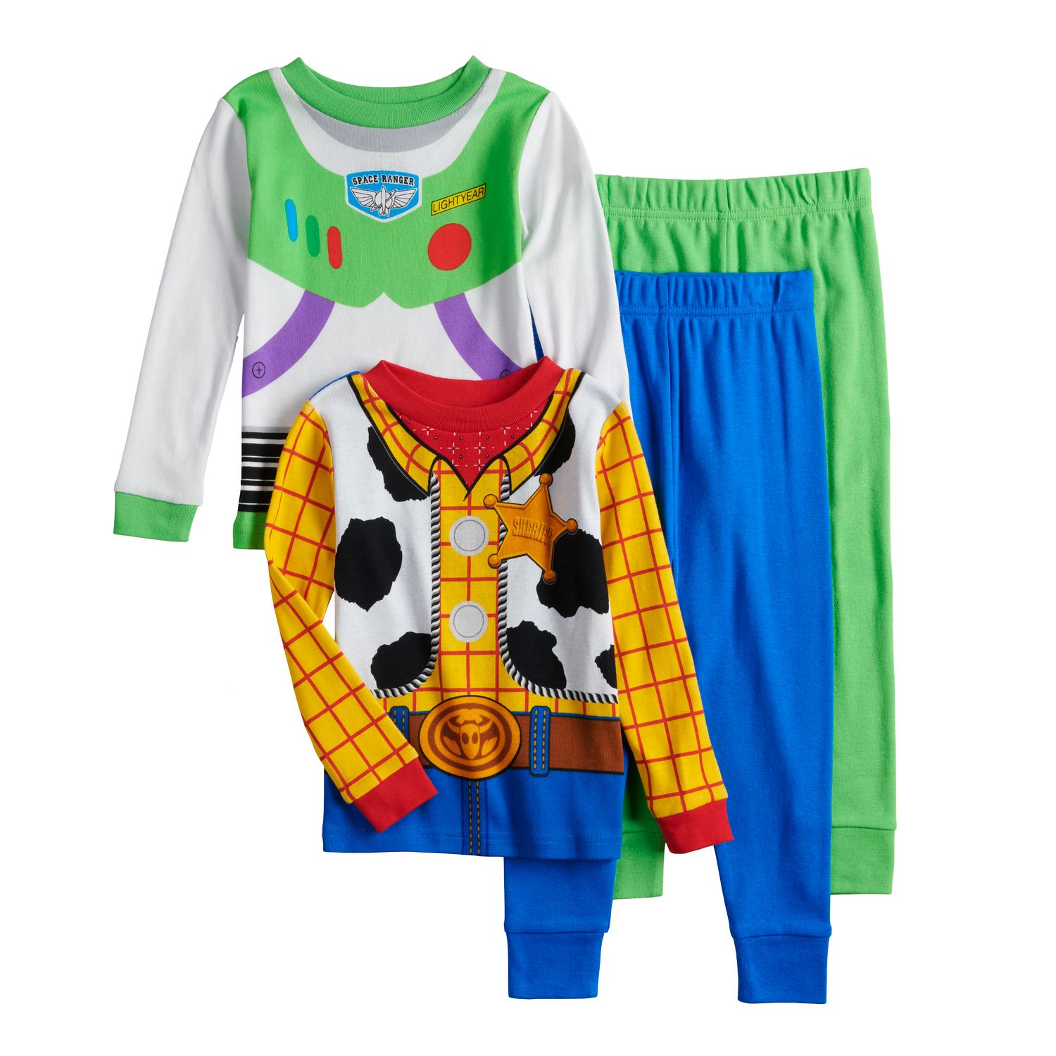 Image for Disney / Pixar Toy Story Toddler Boy 4-Piece Woody & Buzz Uniform Tops & Bottoms Pajama Set at Kohl's.