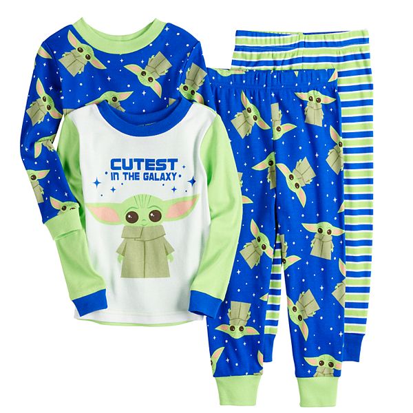 Toddler Boy The Mandalorian The Child Aka Baby Yoda 4 Piece Tops Bottoms Pajama Set