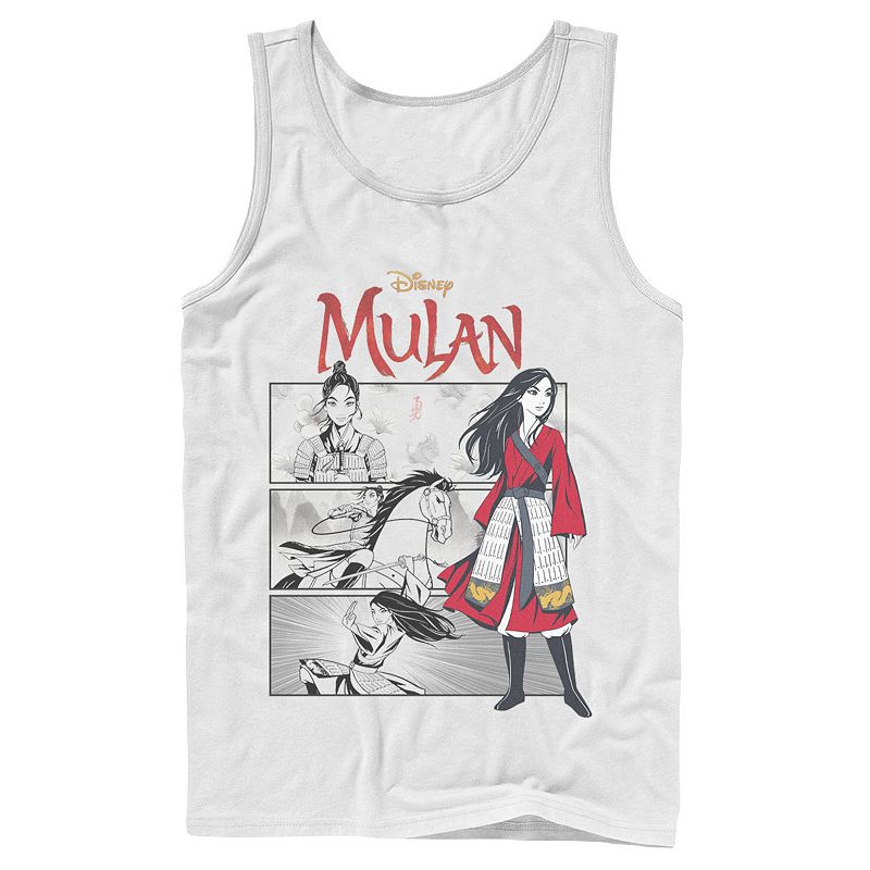 Mens Disney Mulan Comic Panels Tank Top, Size: Medium, White