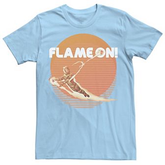 Men's Marvel Fantastic Four Human Torch Flame On Retro Tee