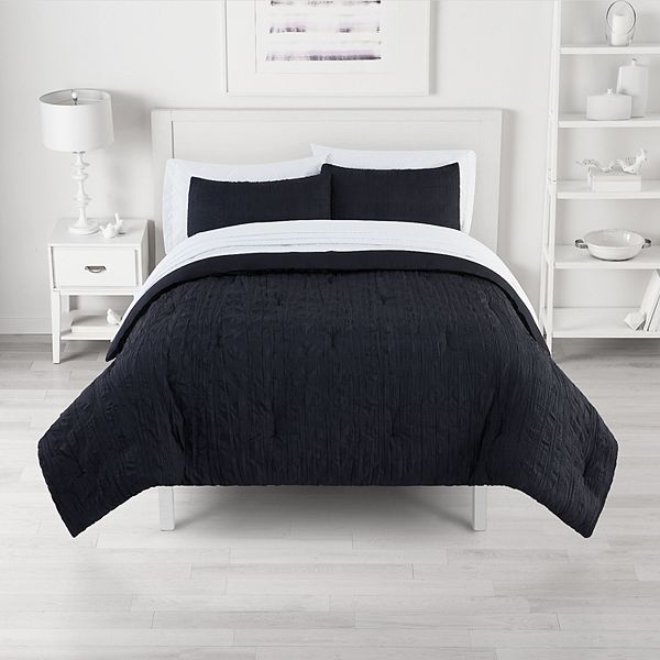 The Big One® Crinkle Comforter Set with Sheets - Soft Black (KING)