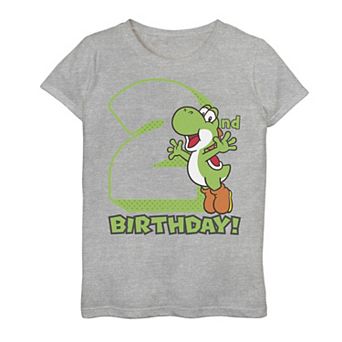 Girls 7-16 Nintendo Super Mario Yoshi 2nd Birthday Action Portrait Graphic Tee